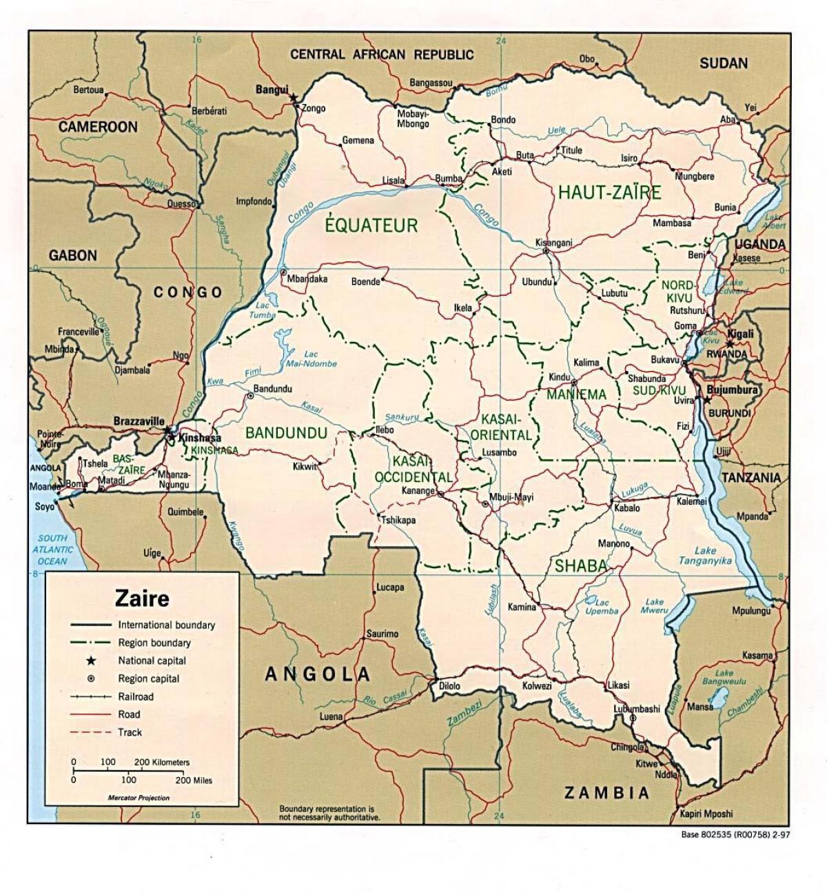 zairas afrikos žemėlapis